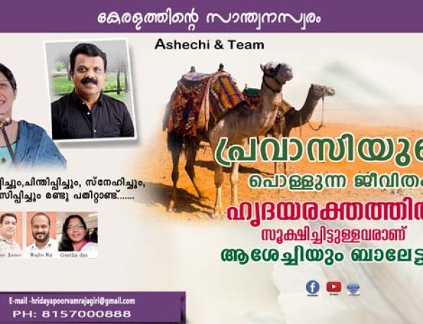 പ്രവാസിയുടെ പൊള്ളുന്ന ജീവിതം ഹൃദയരക്തത്തിലാണ് ആശേച്ചിയും ബാലേട്ടനും സൂക്ഷിച്ചിട്ടുള്ളത്